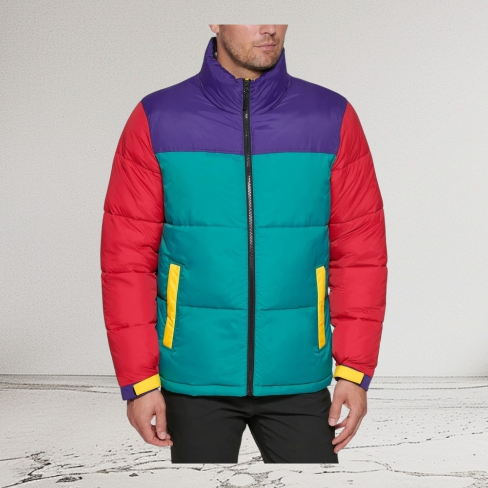 Club Room Men Colorblocked‎ Puffer Winter Jacket Ultra Loft Warm Water-Resistant